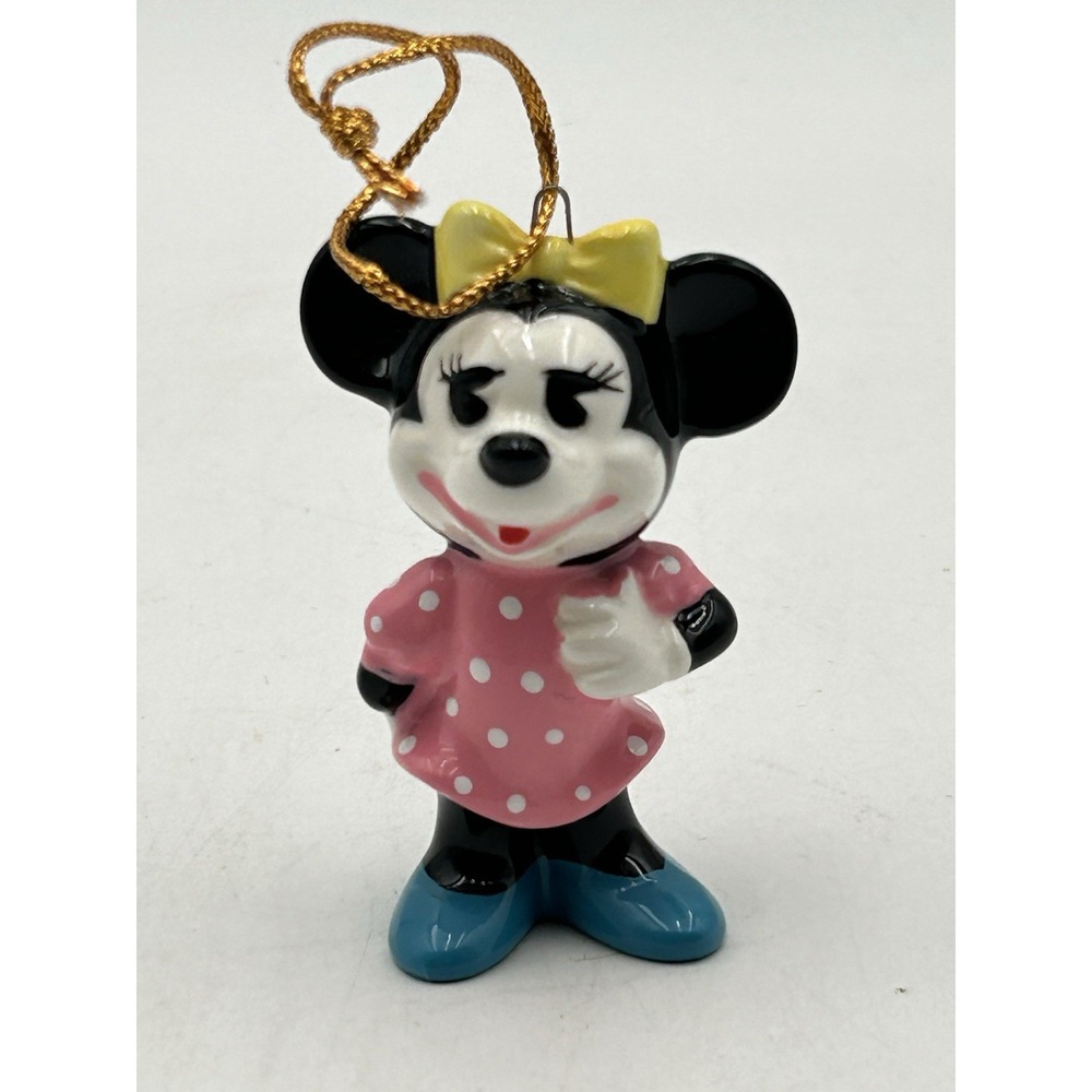 VTG Disney Minnie Mouse Ceramic Christmas Ornament Figurine Japan Pie-Eyed 3"
